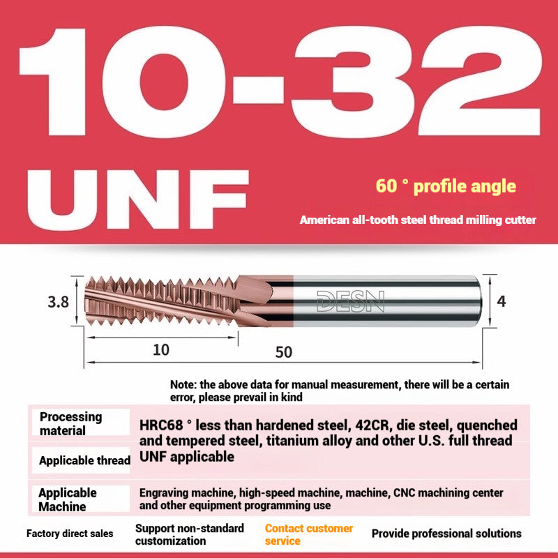 1115-65° high hard tungsten carbide thread milling cutter Long tooth full tooth alloy American thread milling cutter UNC UNF aluminum stainless steel Shandong Denso Pricision Tools Co.,Ltd.